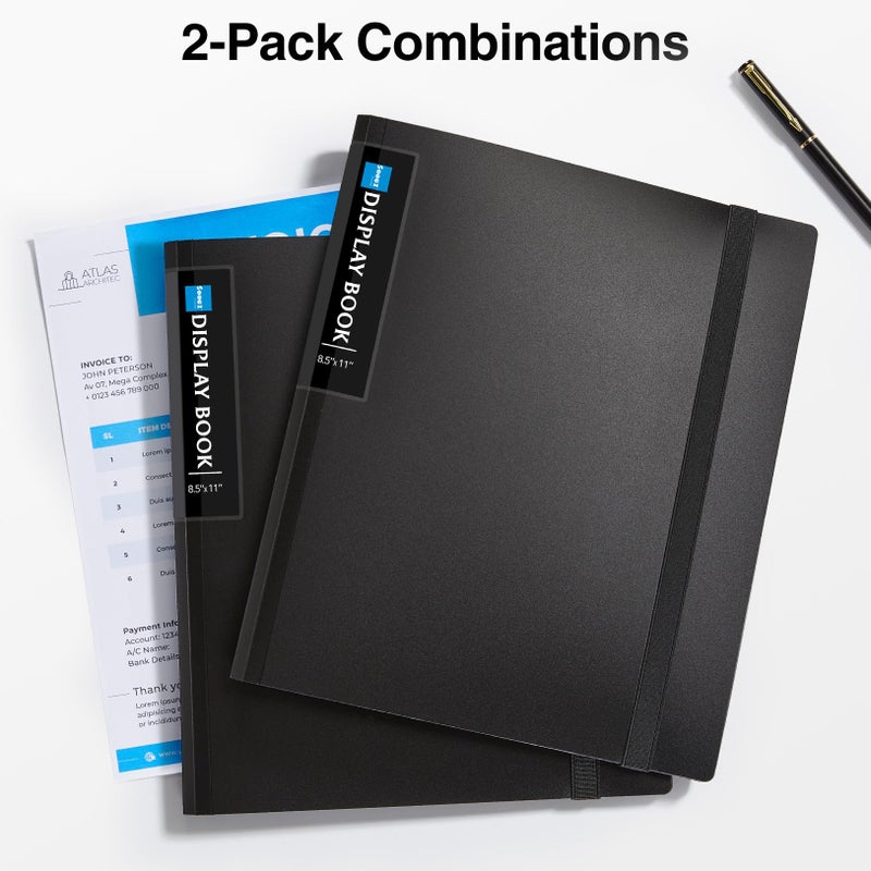 سويز عبوة من قطعتين من Sooez مكونة من 72 جيبًا بأكمام بلاستيكية وشريط مطاطي، سعة كبيرة 8.5 × 11 عرض كتاب عرض 144 صفحة، مجلد مستندات محفظة فنية مع واقيات أوراق شفافة - Image 4